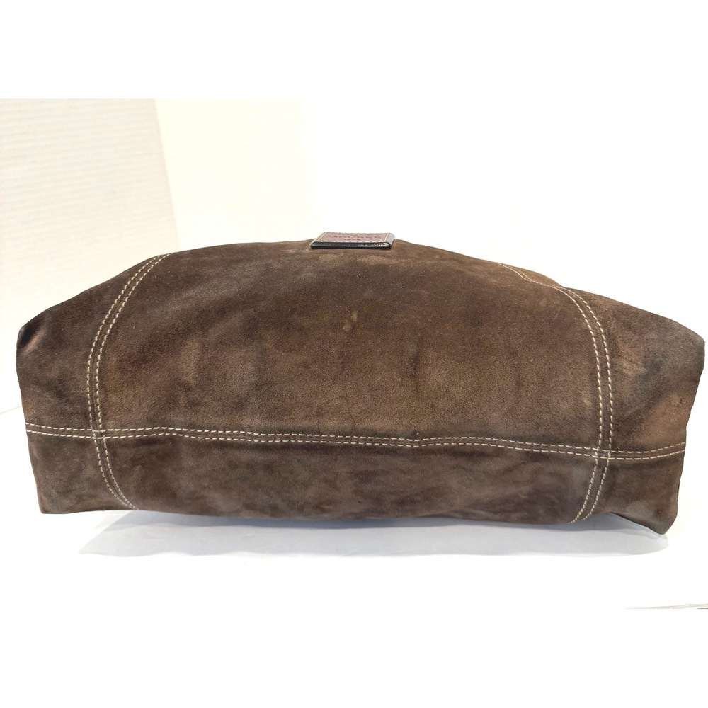 Dooney & Bourke Medium Brown  Suede Leather Scalloped Hobo Bag Purse - Picture 6 of 8